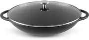 Chasseur Wok with Glass Lid, 4.5 Litre Capacity, Matt Black