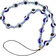 COLLBATH Evil Eye Beaded Mobile Phone Lanyard Stylish Lost Wrist Strap Durable Phone Hanging Design with Beautiful Evil Eye Beads Easy to Install