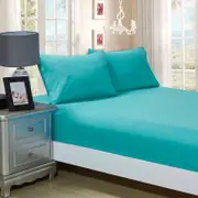 Fabric Fantastic 1000tc Ultra Soft Super King Size Bed Teal Fitted Sheet & 2 Pillowcases Set