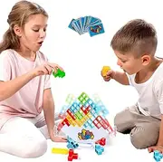 Misitti 64 PCS Tetra Tower Balance Stacking Blocks Game, Board Games for 2 Players+ Family Games, Parties, Travel, Kids & Adults Team Building Blocks Toy