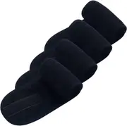 4 Pcs Spa Cloth Headband Adjustable Stretch Towel with Magic Tape for Bath, Makeup and Sport (Black)