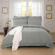 Fabric Fantastic 1000tc Tailored Double Size Grey Quilt/doona/duvet Cover Set