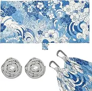 Blue Flower Wave Camping Hammocks with Portabl Carry Bag Portable Hammock for Camping Travel Accessories