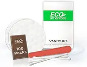 ECO Amenities Hotel Vanity Set, Travel Cotton Pads, Cotton Swabs, and Nail File Packed in Individually Wrapped Paper Box, 100 Sets per Case