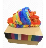 UGG FLUFF YEAH CALI COLLAGE KIDS SIZE 6 NEW RAINBOW