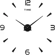 AILILIFE 3D DIY Wall Clock Decor Sticker Mirror Frameless Large DIY Wall Clock Kit for Home Living Room Bedroom Office Decoration (Black)