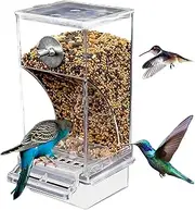 Automatic Bird Feeder,Splash-Proof No Mess Bird Feeder Bird Cage Accessories Acrylic Transparent Seed Bird Food Container for Parakeet Canary Cockatiel Finch,18.5x8.5x7.5CM