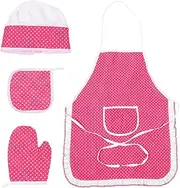 WXNPA Children's Apron Chef's Hat Set, Cooking Apron Children with Pockets, Baking Chef Hat Elastic, Cooking Glove, Insulated Pads, Chef Costume Children for Kitchen Cooking Baking Painting Role Play,