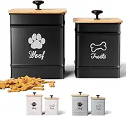 Dog Treat Container Airtight Set of 2-8x6" & 7x5" Dog Treat Jars with Lids Airtight - Dog Treat Jars for Kitchen Counter - Dog Treat Canister - Big Dog Cookie Jar Dog Treat Jar - Pet Treat Container