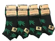 [Rozgul] 6 Pairs Men's Trainer Ganja weed Leaf Print Cannabis Marijuana Design Cotton Socks Uk Size 6/11