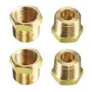 Brass Pipe Fitting Reducer Adapter 1/2" NPT Male x 3/8" NPT Female, Pack of 4