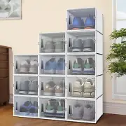 TAUS 12PCS Plastic Shoe Box Sneaker Cases Storage Organizer Container M XL