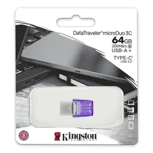 Kingston 金士頓 64GB 64G DTDUO3CG3 Type-C USB3.2 隨身碟 (3.8折)