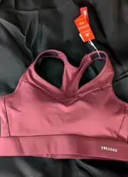 NWT Ewedoos Sports Bra SZ M Burgundy Adjustable Racerback Workout Gym Fitness