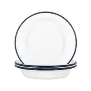 Argon Tableware White Enamel Deep Bowls - 19cm - Navy - 12x