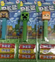 2025 MINECRAFT PEZ Dispenser Set 3 Steve Alex Creeper + PEZ CANDY