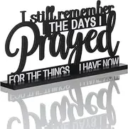 Jetec I Still Remember The Days I Prayed Sign Inspirational Table Blessed Signs Motivational Decor Farmhouse Table Home Centerpieces Faith Wooden Shelf for Living Room Office(Classic Style)
