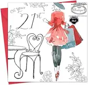 Twizler 21st Birthday Card for Her with Swarovski Crystal Finish & Unique Watercolour Effect - Shopping - 21 Year Old - Age 21 Birthday Card - Female Birthday Card - Womens Birthday Card