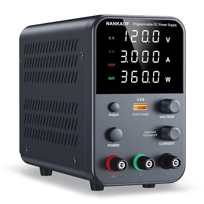 DC Power Supply (0-120V,0-3A) Adjustable, Switching Power Supply, Mini High Prec