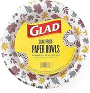 Glad Everyday Disposable Paper Bowls with Falling Foliage Design | Cut-Proof, Microwaveable Paper Bowl, Autumn Themed for Everyday Use | 16 Ounces, 64 Count - 4 Pack