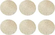 6pcs Metallic Round Coffee Coasters 10cm Hollowed-Out Cup Coaster Non-Slip Drinks Coasters Gold Round Coasters PVC Insulation Pads Mats Heat Resistant for Coffee Table, Kitchen, Office, Bar