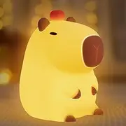 Cute Capybara Night Light, FULLOSUN Animal Soft Silicone Nursery Lamp with Timer Dimmable, Portable Rechargeable LED Touch Table Light, Bedroom Bedside Decor Birthday Xmas Presents for Kid Girl Boy