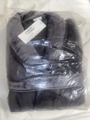 Hudson Park Turkish Cotton Velour Bath Robe Small/Medium Slate Gray
