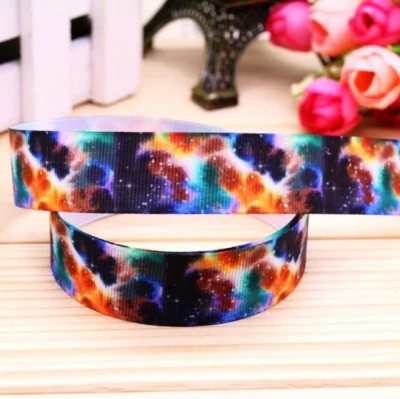 GROSGRAIN RIBBON 3" GALAXY Stars Black Printed USA Seller
