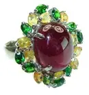 Extravagant natural 21.5 carat Ruby yellow Sapphire .925 Sterling Silver handma