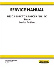 New Holland B95C, B110C Tier 4 Loader Backhoe Service Manual - 84596886A PDF/USB