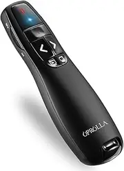 Wireless Presenter with Laser Pointer,2.4GHZ PPT Clicker, Support Super URL, Powerpoint Presentation Remotes R400-OPROLLA,USB Control for Teaching. Updated Version