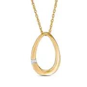 Natural Diamond Accent Oval Pendant in 10K Yellow Gold