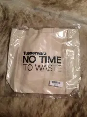 TUPPERWARE Canvas "NO TIME TO WASTE" Tote Bag Brand New Reusable NEW IN PACKAGE