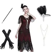 Roaring 20s Vintage Inspired The Great Gatsby Flapper Dress Dress Outfits Pearl Necklace The Great Gatsby Wedding Guest Sequins Tassel Fringe Sequin Tassel V N
