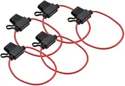 5PCS Fuse Holder 12AWG Wiring Harness Inline Fuse Holder Waterproof Plug-in Blade Medium Fuse Holder with 12V 30A Wire for Truck, Car, Ship, Caravan