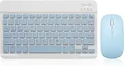 Bluetooth Keyboard and Mouse Combo Rechargeable Portable Wireless Keyboard Mouse Set for Apple iPad iPhone iOS 13 and Above Samsung Tablet Phone Smartphone Android Windows (10 inch Blue)