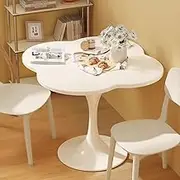 LITAITAI Flower Shaped Furniture Conference Room Tables, Office Reception Room Parlor Tables, Small Coffee Dining Table, Business Negotiation Wooden Table, Living Room Large Side Table (White)