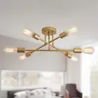 Gold Modern Sputnik Chandelier Ceiling Light Fixtures,6-Lights Industrial Metal