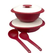 Tupperware Essentials Rice & Soup Servers 7.5 Cups with Spoons Red