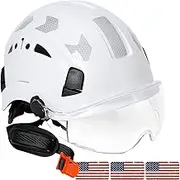 AOLAMEGS Construction Safety Hard Hat - ANSI Z89.1 Approved Safety Helmets with Visor and Ear Muffs Lightweight Reflective Vented ABS Hard Hats for Men Women Industrial Workwear 6-Point Suspension