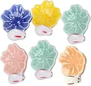 Ciieeo 6pcs Japanese Style Ceramic Chopstick Rest with Rabbit and Design Decorative Tableware Holder for Forks Spoons and Chopsticks Easy to Clean and Store Random Color