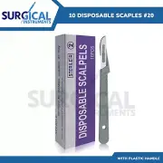 10 Disposable Scalpel #20, Sterile, Plastic Handle High-Quality
