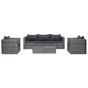 6 Piece Garden Sofa Set with Cushions & Pillows Poly Rattan Grey vidaXL