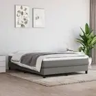 Bed Frame Dark Grey Fabric Double Size Supportive Legs Plywood Slats Durable 055