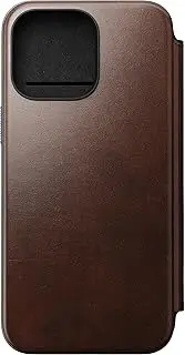 Nomad Horween Leather Folio Case for iPhone 15 Pro Max, R Brown
