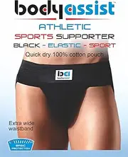 Bodyassist Athletic Jockstrap Support Underwear, (Black, Large)