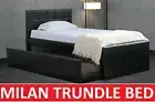 MILAN KING SINGLE SIZE W TRUNDLE BED BLACK WHITE PU LEATHER BED FRAME