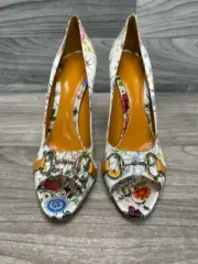 Gucci Flora Horsebit Peep-Toe Heels Size 11 (A1D003831)
