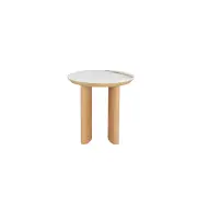 Raimon Furniture Bronya Round Matte Ceramic Top End Lamp Side Table Natural/White