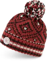 Dakine ASTRID Womens 100% Acrylic Jacquard Knit Pom Beanie Dark Rose NEW Sample